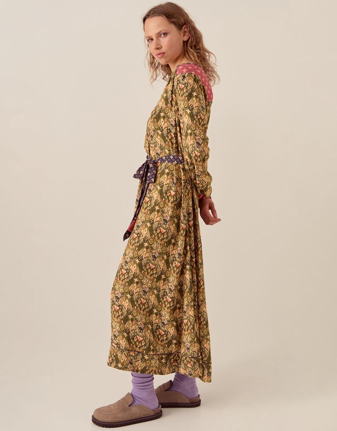 East Kiku Ikat Print Midi Dress, Green (GREEN), large