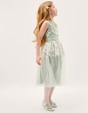 Felicity Floral Embroidered Mesh Dress, Green (SAGE), large