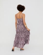 Raffya Tangiers Print Ruffle Maxi Dress, Red (BERRY), large