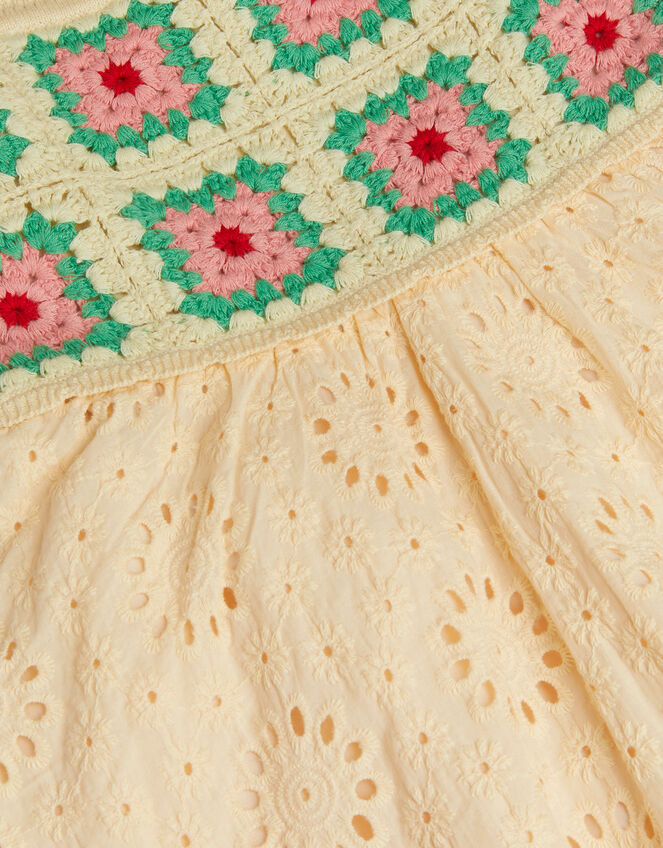 Crochet Broderie Dress, White (WHITE), large