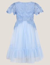 Monica Floral Lace Tulle Dress, Blue (PALE BLUE), large