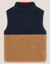 Colourblock Faux Shearling Gilet, Blue (NAVY), large