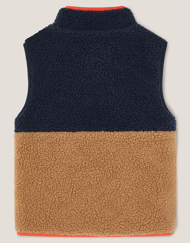 Colourblock Faux Shearling Gilet, Blue (NAVY), large