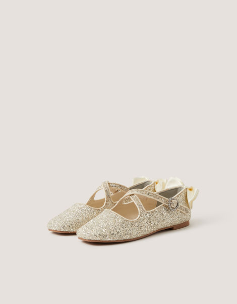 Glitter Crossover Ballet Flats, Ivory (IVORY), large