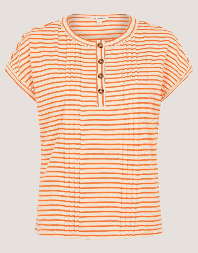 Selena Stripe Jersey T-Shirt, Ivory (IVORY), large