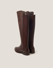 Una Leather Knee High Boots, Brown (CHOCOLATE), large