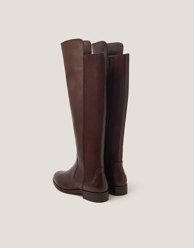 Una Leather Knee High Boots, Brown (CHOCOLATE), large