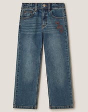 73 Logo Straight Leg Jeans, Blue (BLUE), large