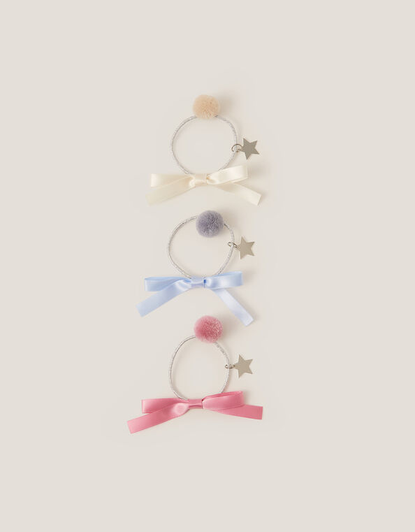 3-Pack Pom Bow Hair Bands, , large