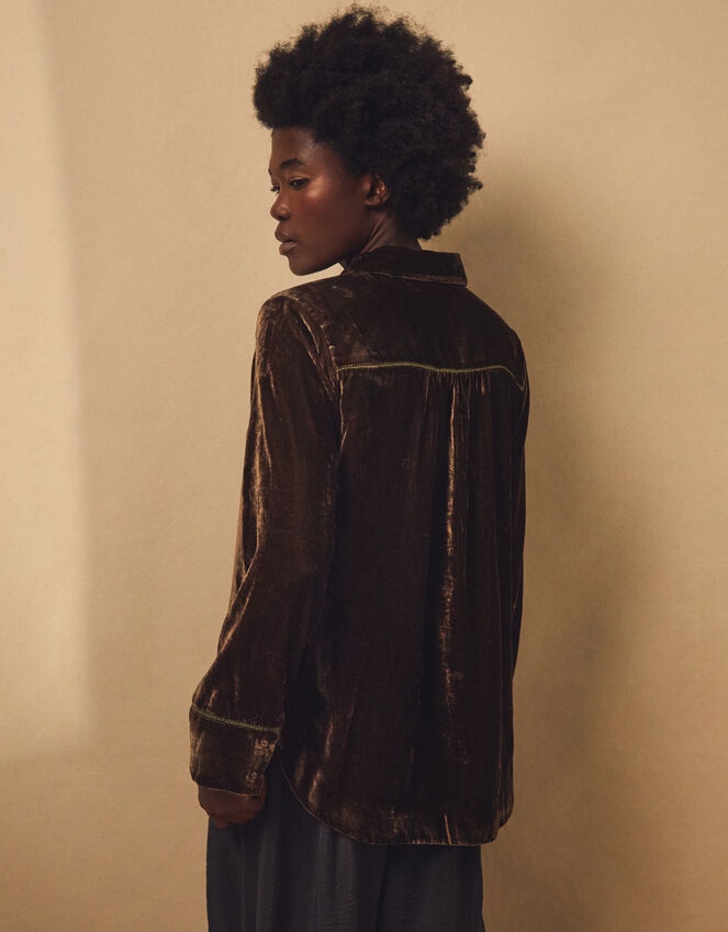 East Nyla Velvet Shirt, Green (OLIVE), large