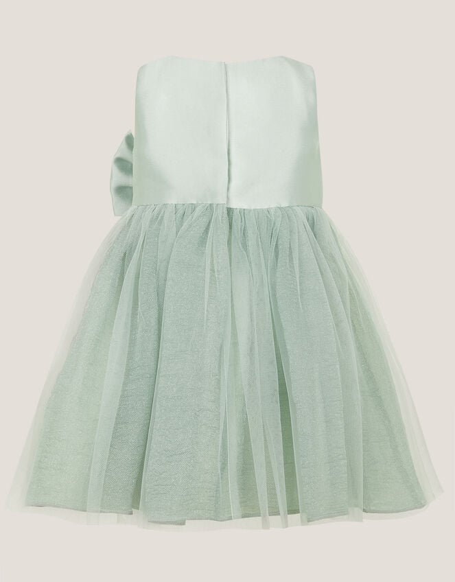 Baby Waterfall Bow Tulle Dress , Green (SAGE), large