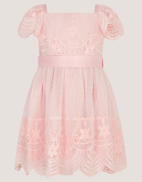 Baby Isabel Lace Tiered Party Dress, Pink (DUSKY PINK), large