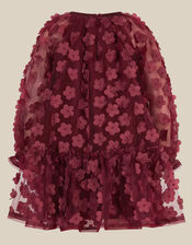 Baby Nayla 3D Flower Party Dress, Red (BURGUNDY), large