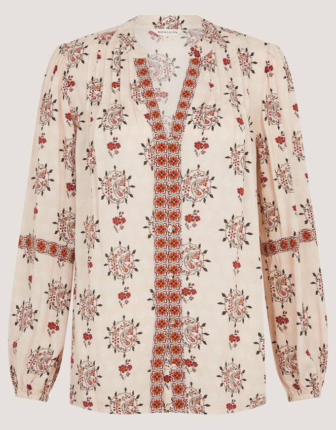 Carrie Print Blouse, Ivory (IVORY), large