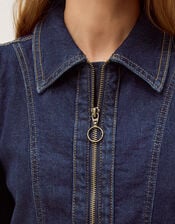 Erin Zip Denim Midi Dress, Blue (INDIGO), large