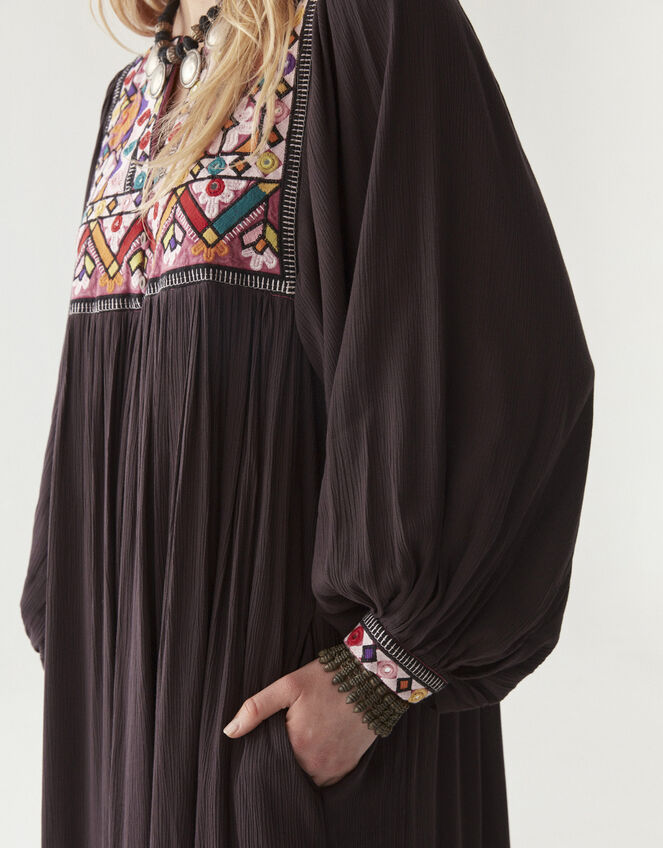 Maison Hotel Sasha Embroidered Tunic Maxi Dress, Black (BLACK), large