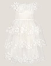 Rebecca Appliqu&eacute; Floral Scallop Dress, Ivory (IVORY), large