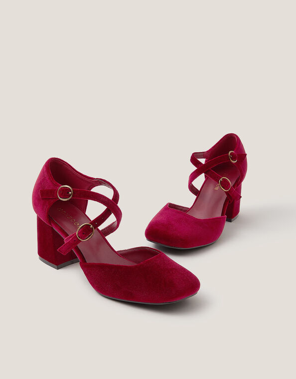 Gia Velvet Mary Jane Heels, Red (BURGUNDY), large