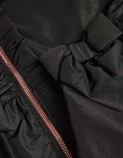 Bow Ruffle Shower Resistant Jacket, Black (BLACK), large