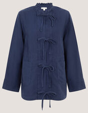 Felicity Tie Front Linen Blend Jacket, Blue (NAVY), large