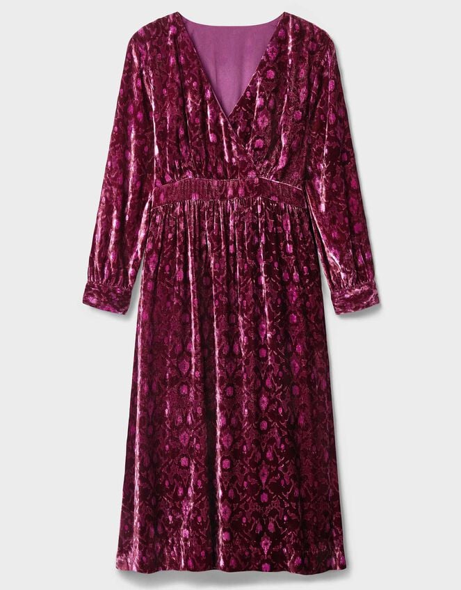 East Jude Print Velvet Midi Dress, Red (BERRY), large