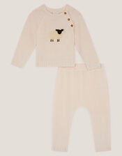 Newborn Sheep Jumper & Knit Joggers Set, Cream (CREAM), large