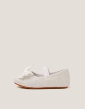Baby Bow Glitter Walker Shoes, Ivory (IVORY), large