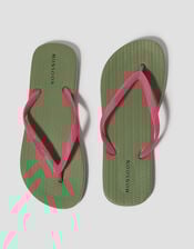 Lea Contrast Flip Flops, Green (KHAKI), large