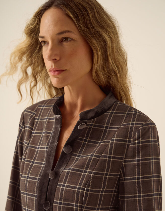 Gracie Check Print Jacket, Brown (BROWN), large