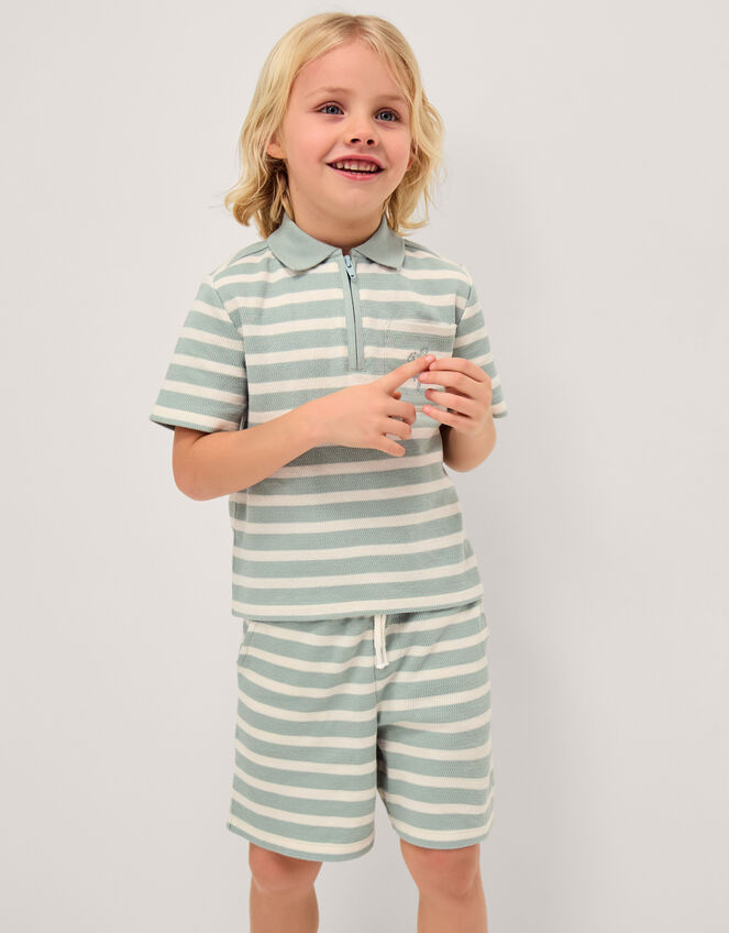 Stripe Jersey Shirt & Shorts Set, Green (SAGE), large