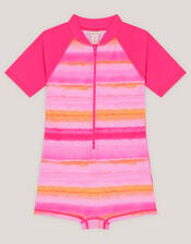 Tie Dye UPF50+ Short Sleeve Swimsuit, Pink (PINK), large