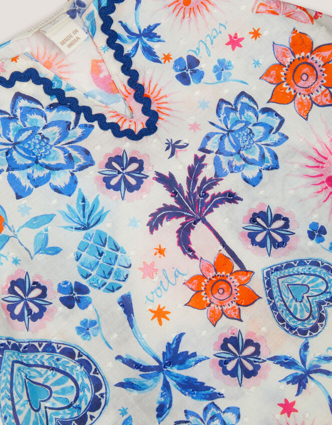 Summer Print Cotton Dress, Cream (CREAM), large