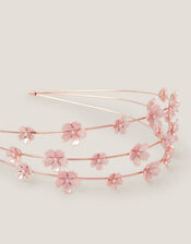 Flower Pearl Wire Headband, Pink (PINK), large
