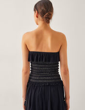 Heidi Smocked Ruffle Bandeau Top, Black (BLACK), large