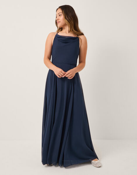 Cali Cowl Neck Prom Dress, Blue (NAVY), large