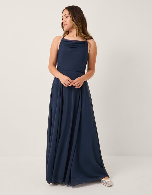 Cali Cowl Neck Prom Dress, Blue (NAVY), large