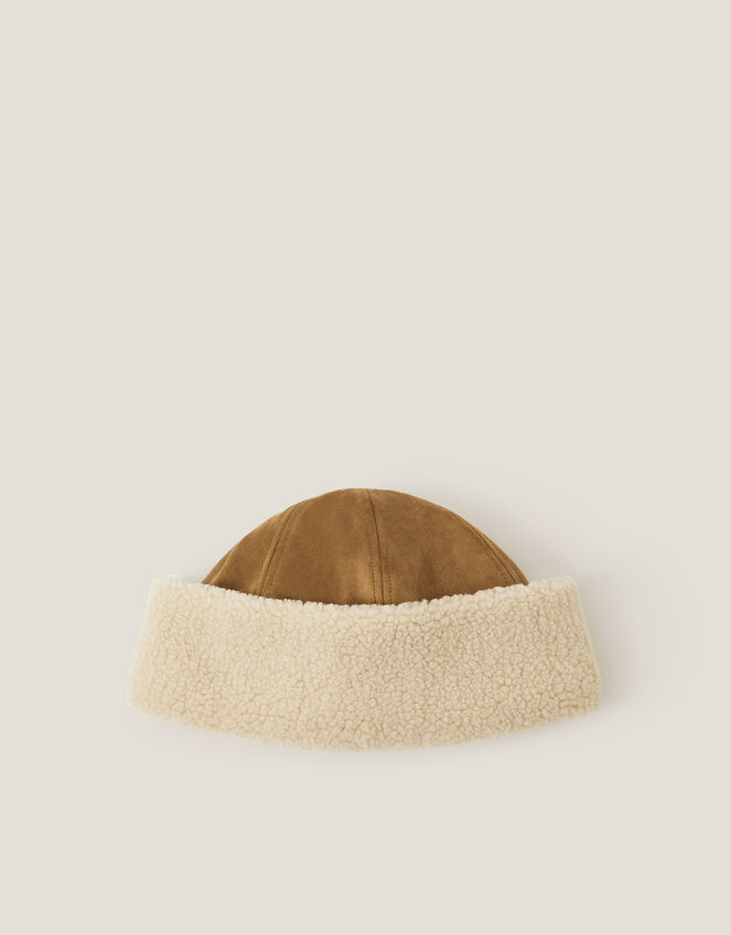 Coby Faux Suede Borg Docker Hat, , large