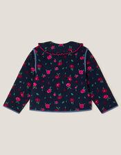 Floral Cord Quilted Jacket, Blue (NAVY), large