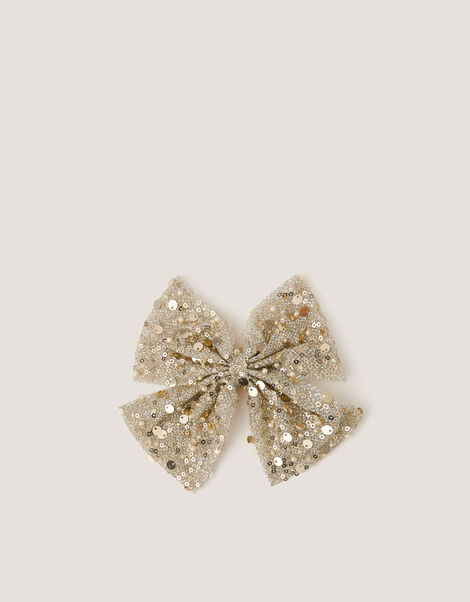 Embellished Bow Hair Clip, Gold (GOLD), large