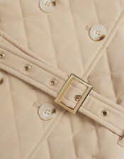 Embroidered Quilted Trench Coat, Cream (CREAM), large