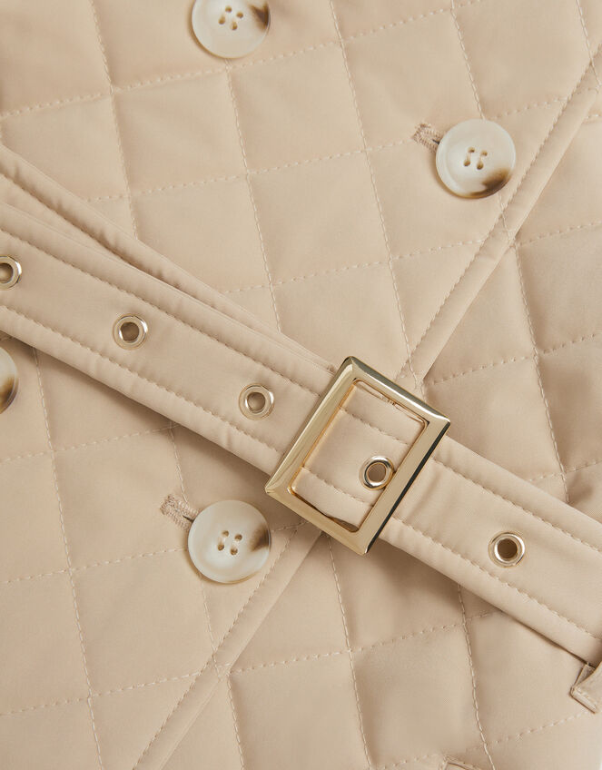 Embroidered Quilted Trench Coat, Cream (CREAM), large