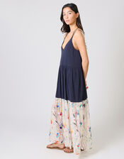 Traffic People Ithaca Tiered Print Maxi Dress, Blue (NAVY), large