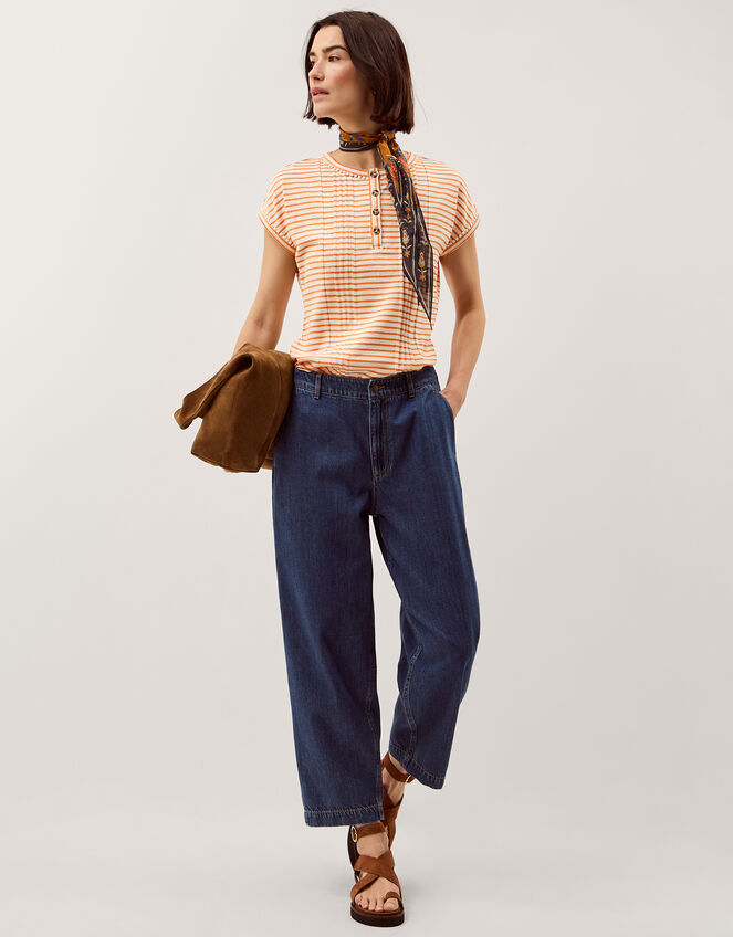 Selena Stripe Jersey T-Shirt, Ivory (IVORY), large