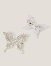 2-Pack Rhinestone Butterfly Hair Clips, , large