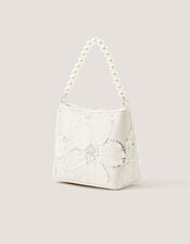 Flower Embellished Mesh Bag, , large