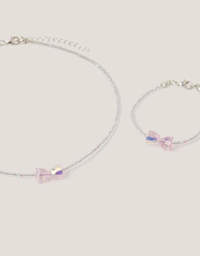 Belle Bow Beaded Necklace & Bracelet Set, , large