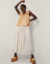 Bethany Crinkle Midi Skirt, Cream (CREAM), large