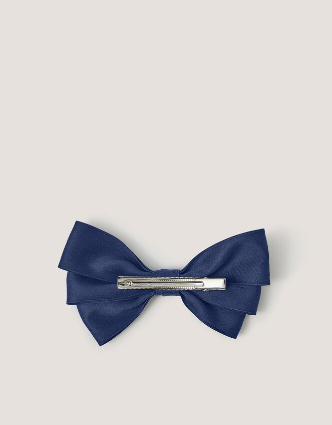 School Bow Hair Clip, Blue (NAVY), large