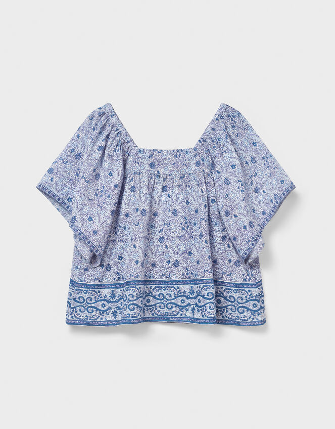 East Tiera Square Neck Floral Top, Blue (BLUE), large