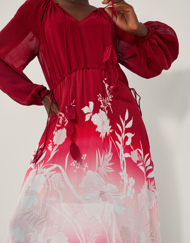 Lilian Floral Print Ombr&eacute; Maxi Dress, Red (RED), large